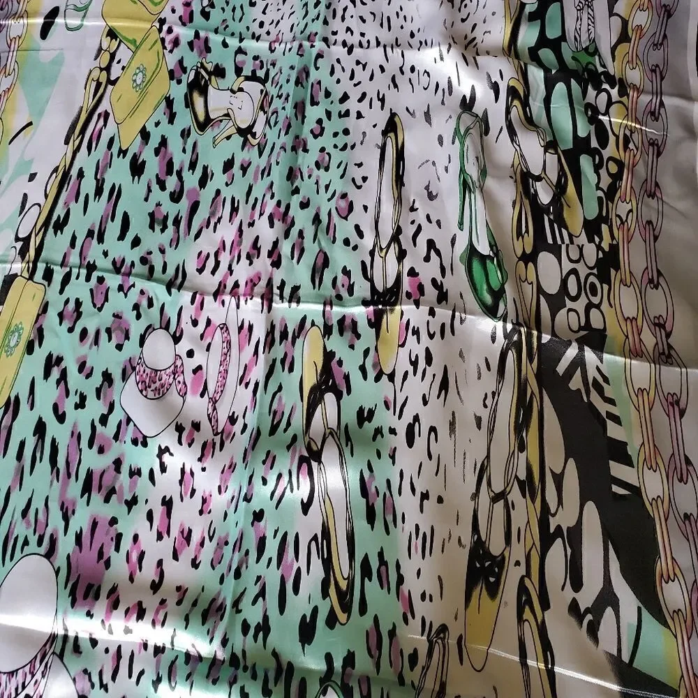 Retro Vintage Pastel Silk Fashion Print Scarf